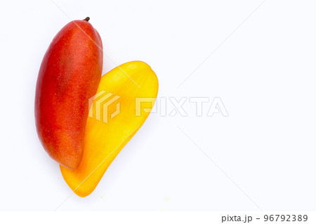 Mango fruit slices on white background. 96792389