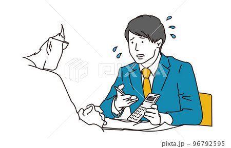 予算の説明で困るアジア人ビジネスマン 予算の説明で困るアジア人ビジネスマン 96792595