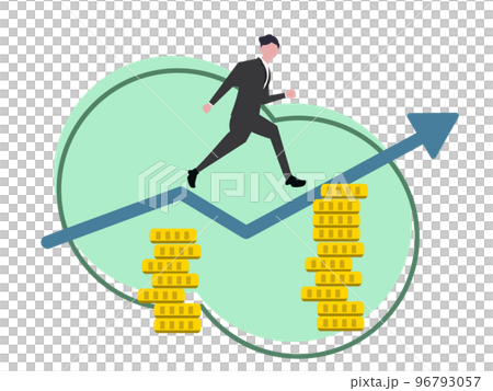 businessman making money. Upward arrow, profit, income businessman making money. Upward arrow, profit, income 96793057