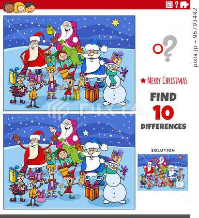 differences puzzle game with Santa Clauses characters 96793492