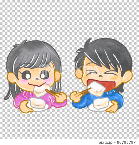 children eating rice cakes children eating rice cakes 96793797