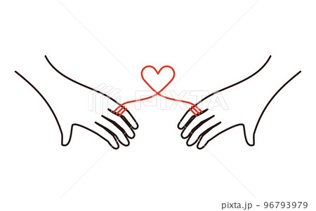 カップル(恋人同士)の小指につながれた赤い糸 カップル(恋人同士)の小指につながれた赤い糸 96793979