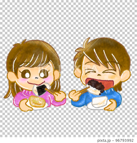 色々なお餅を食べる子ども達 色々なお餅を食べる子ども達 96793992