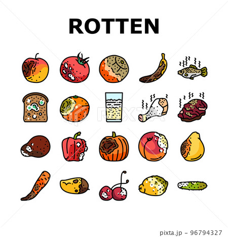 rotten food fruit waste garbage icons set vector 96794327