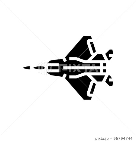 fighter jet airplane aircraft glyph icon vector illustration 96794744