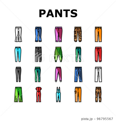 pants fashion clothes apparel icons set vector pants fashion clothes apparel icons set vector 96795567