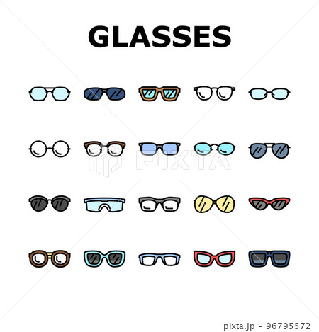 glasses optical style frame icons set vector 96795572