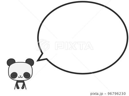 お辞儀している上半身のパンダさんとシンプルな丸いふきだし お辞儀している上半身のパンダさんとシンプルな丸いふきだし 96796230