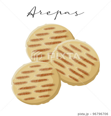 Corn tortillas, Arepas, Latin American cuisine. National cuisine of Colombia. Food illustration, vector Corn tortillas, Arepas, Latin American cuisine. National cuisine of Colombia. Food illustration, vector 96796706