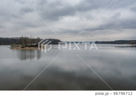 Svet pond with isle in Trebon, Southern Bohemia, Czech Republic 96796712