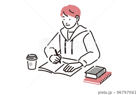 人物 勉強をする大学生の男の子 96797081