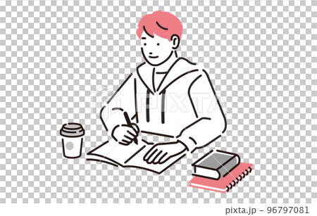 人物 勉強をする大学生の男の子 96797081