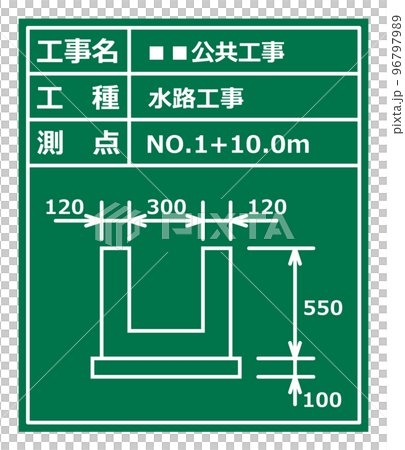 建設現場で施工管理をする黒板のイラスト 建設現場で施工管理をする黒板のイラスト 96797989