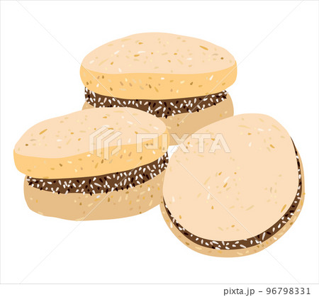 Alfajores cookies. Latin American traditional cuisine. Vector isolated illustration. Argentinian national sweet dish. 96798331