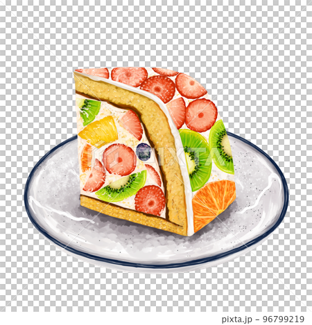 Fruit cake on a plate Zuccot cake Dome cake slice 96799219
