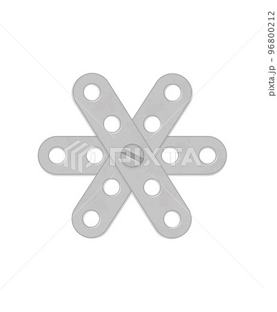 Alphabet from the details of the iron constructor. Star sign. Vector illustration isolated on white background 96800212