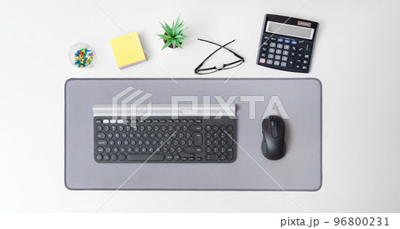 Computer mouse and keyboard, workspace background 96800231