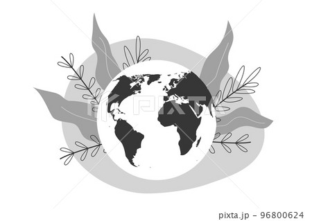 Monochrome Planet earth with floral background. Earth day celebration. 96800624