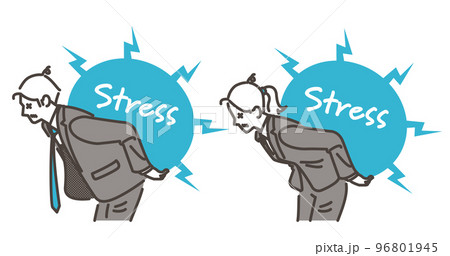 ストレスに悩む若い男女ビジネスパーソン【上半身ベクターイラスト素材】 ストレスに悩む若い男女ビジネスパーソン【上半身ベクターイラスト素材】 96801945