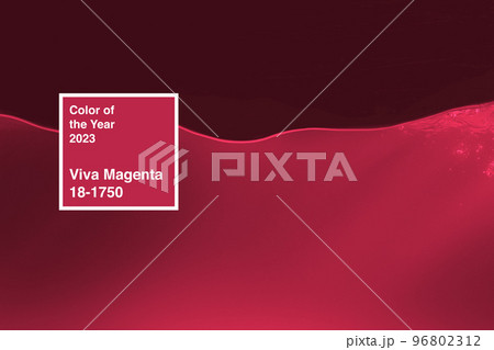 Waving water in aquarium. Color of the year 2023, viva magenta. 96802312