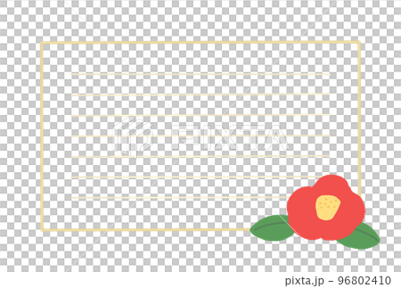 日本現代設計框架與可愛的手繪山茶花直紋/6 線-紅色山茶花 96802410