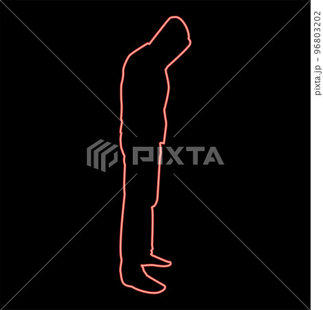 Neon man in the hood concept danger silhouette side view icon red color vector illustration image flat style 96803202