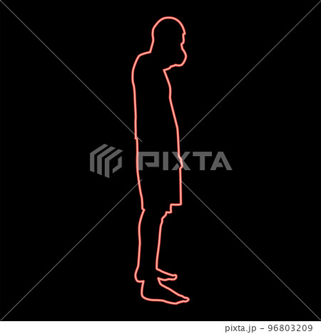Neon man covering his mouth silhouette concept close mouth shock grief icon red color vector illustration image flat style 96803209