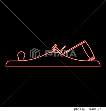 Neon jack plane smoothing plane carpenter tool symbol hand tool for carpentry icon red color vector illustration image flat style Neon jack plane smoothing plane carpenter tool symbol hand tool for carpentry icon red color vector illustration image flat style 96803246