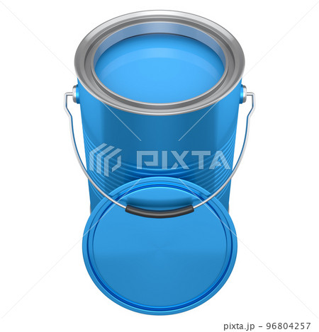 Open metal can or buckets of paint with handle on white background. Open metal can or buckets of paint with handle on white background. 96804257