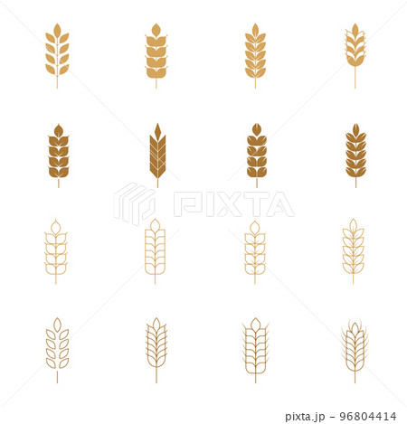 Wheat icons set. Wheat ear of various shapes, linear icon collection. Line with editable stroke 96804414