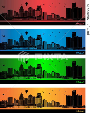 Detroit city in a four different colors Detroit city in a four different colors 96805519