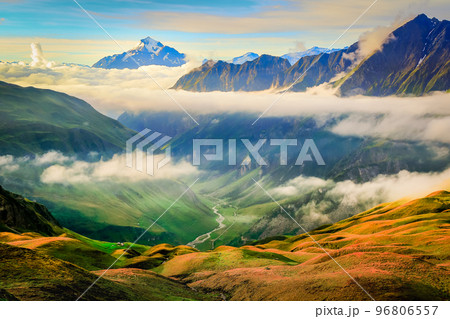 Mont Blanc massif idyllic alpine landscape countryside, Chamonix, French Alps Mont Blanc massif idyllic alpine landscape countryside, Chamonix, French Alps 96806557