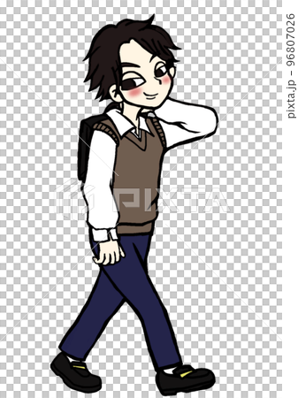 歩いている高校生の男の子 96807026