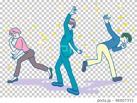 Three people trying to move towards hope 96807355