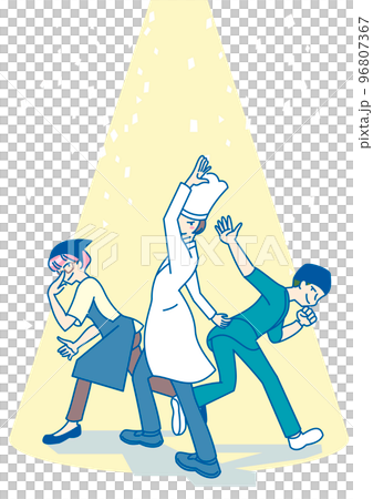 Three people trying to move towards hope 96807367