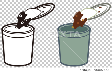 Illustration of throwing away curry in the trash icon illustration set 96807668