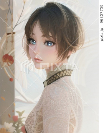 リアルで美しい女性のイラスト素材 リアルで美しい女性のイラスト素材 96807759