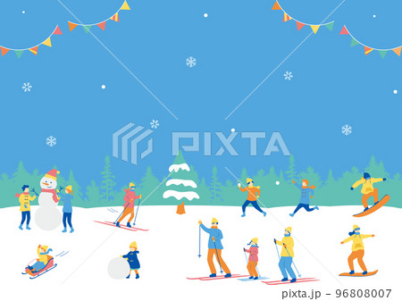 ウインタースポーツを楽しむ人達 96808007