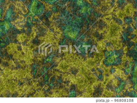 日本の伝統色、緑と草色の叢雲染め和紙 96808108