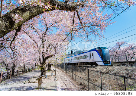山梨県 甚六桜 ~勝沼ぶどう郷駅を通過する特急あずさ~ 山梨県 甚六桜 ~勝沼ぶどう郷駅を通過する特急あずさ~ 96808598