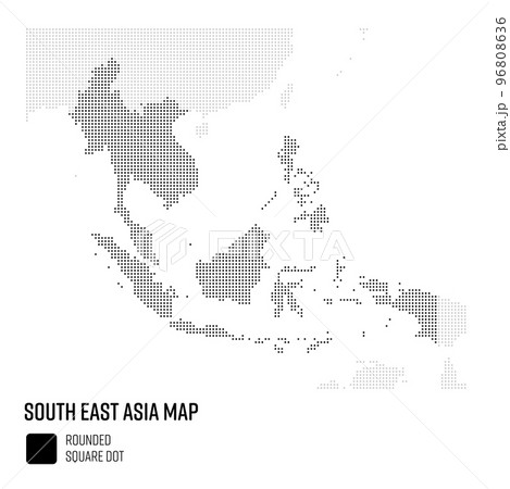 世界地図ドット粗め 東南アジア地域 国別にグループ 96808636