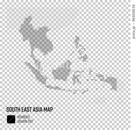 世界地図ドット粗め 東南アジア地域 国別にグループ 96808636