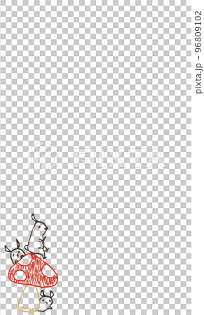 Message card with mushrooms and rabbits 96809102