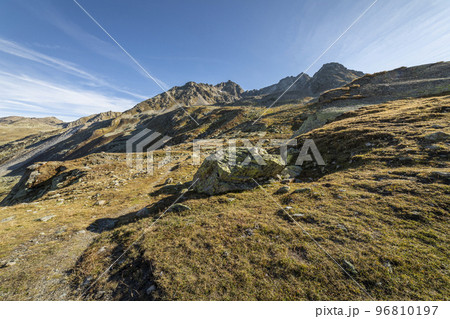 Dramatic landscape of swiss alps in upper Engadine, Graubunden, Switzerland 96810197