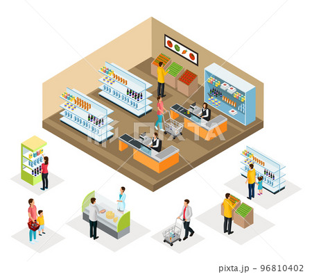Isometric Supermarket Concept Isometric Supermarket Concept 96810402