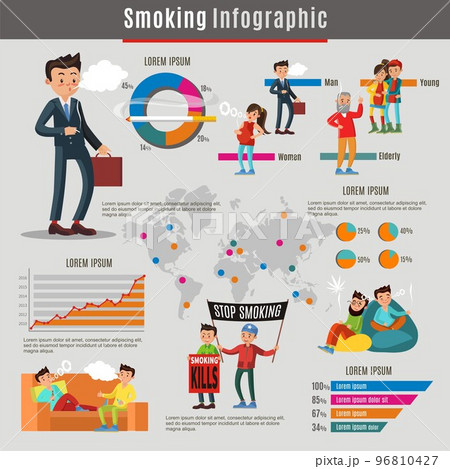 Colorful Smoking Infographic Concept Colorful Smoking Infographic Concept 96810427