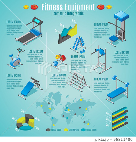Isometric Fitness Equipment Infographic Template 96811480