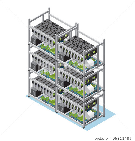 Isometric Crypto Currency Mining Farm Concept 96811489