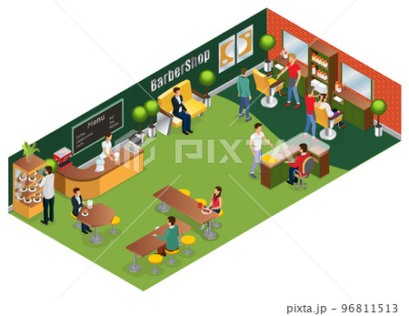 Isometric Barber Salon Concept 96811513