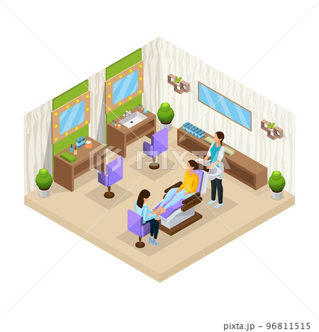 Isometric Woman In Beauty Salon Template 96811515